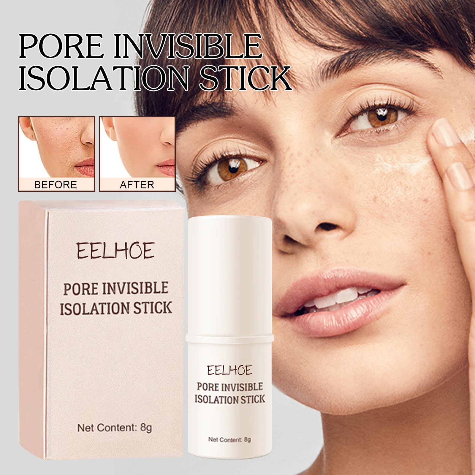 Pore Stick, Skin Tone Even Moisturizing Invisible Pores Concealer Waterproof Perspirant Silky Smooth Without Removing Makeup - Korvel