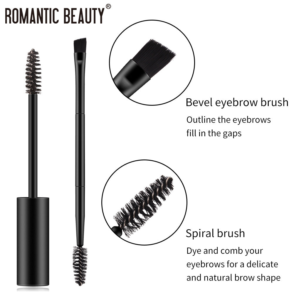 Romantic Beauty Two-Headed Brow Brush For Long-Lasting Styling Waterproof Perspiration-Proof Brow Dye - Korvel