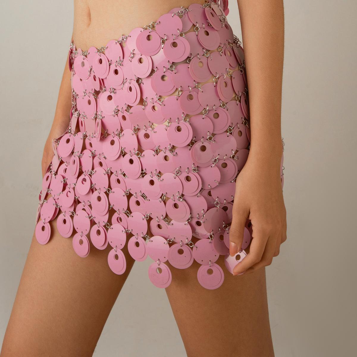Trendy Hollow Sequin Suspender Skirt for Night Out