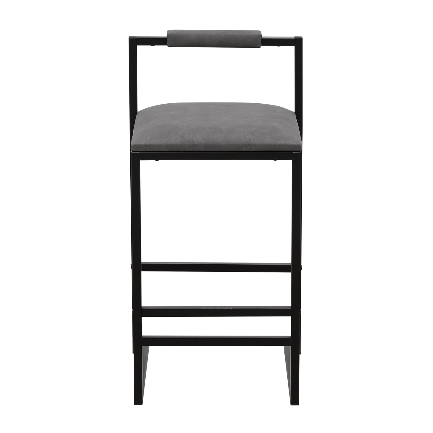 Set of 2 Counter Height Barstools Kitchen Island Stools (Gray with Back) - Korvel