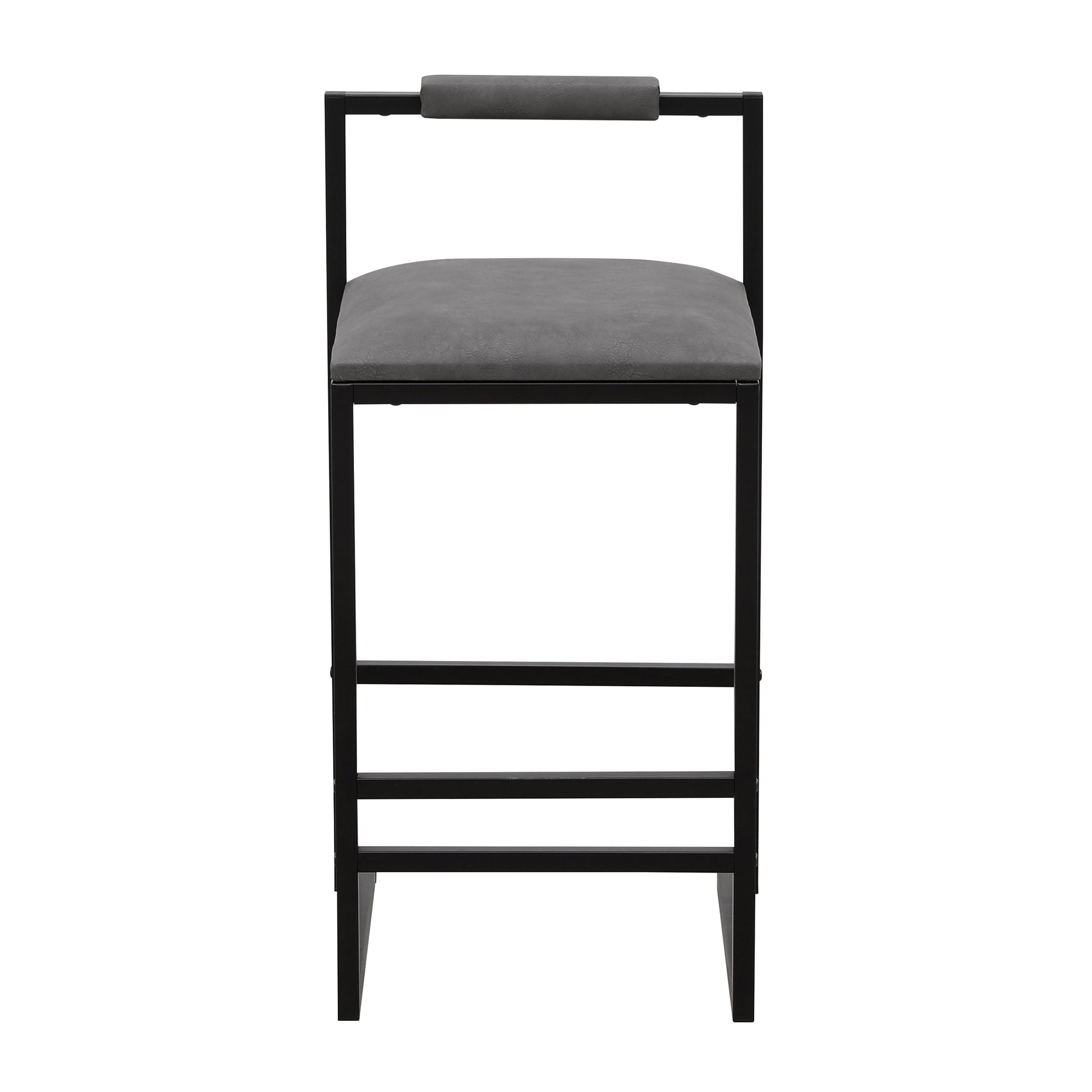 Set of 2 Counter Height Barstools Kitchen Island Stools (Gray with Back) - Korvel