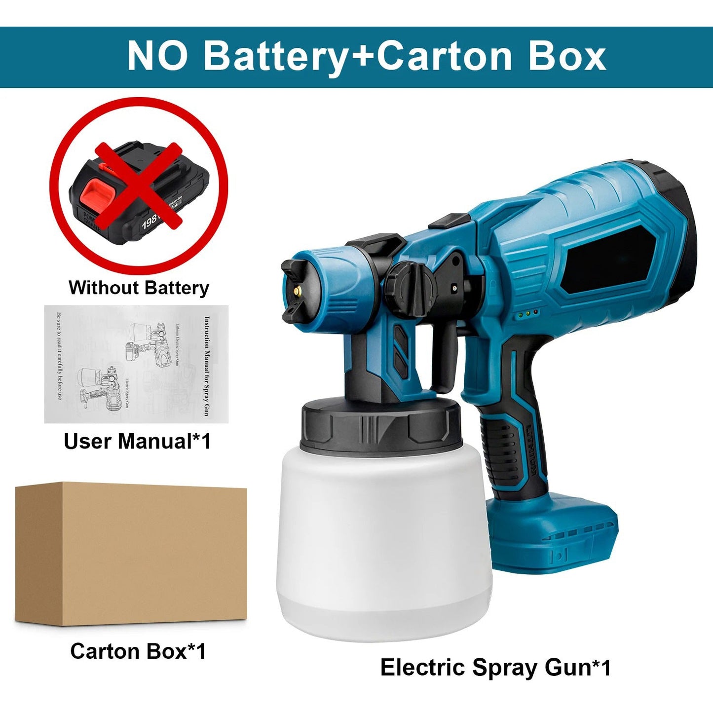 1000ML Electric Spray Gun High Power Cordless Paint Sprayer HVLP Auto Furniture Steel Coating Airbrush For Makita 21V Battery - Korvel
