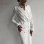Robe de costume blanche élégante à double boutonnage