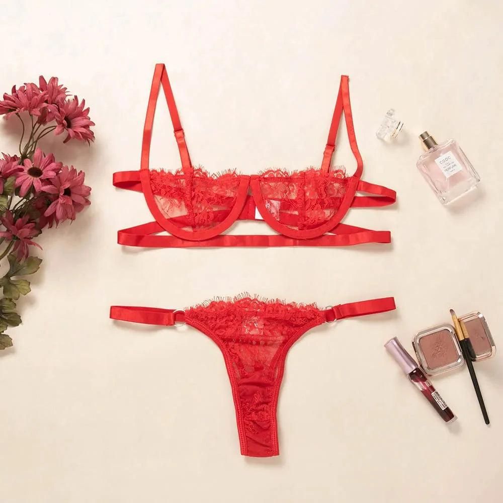 Conjunto de Lencería Transparente Elegante