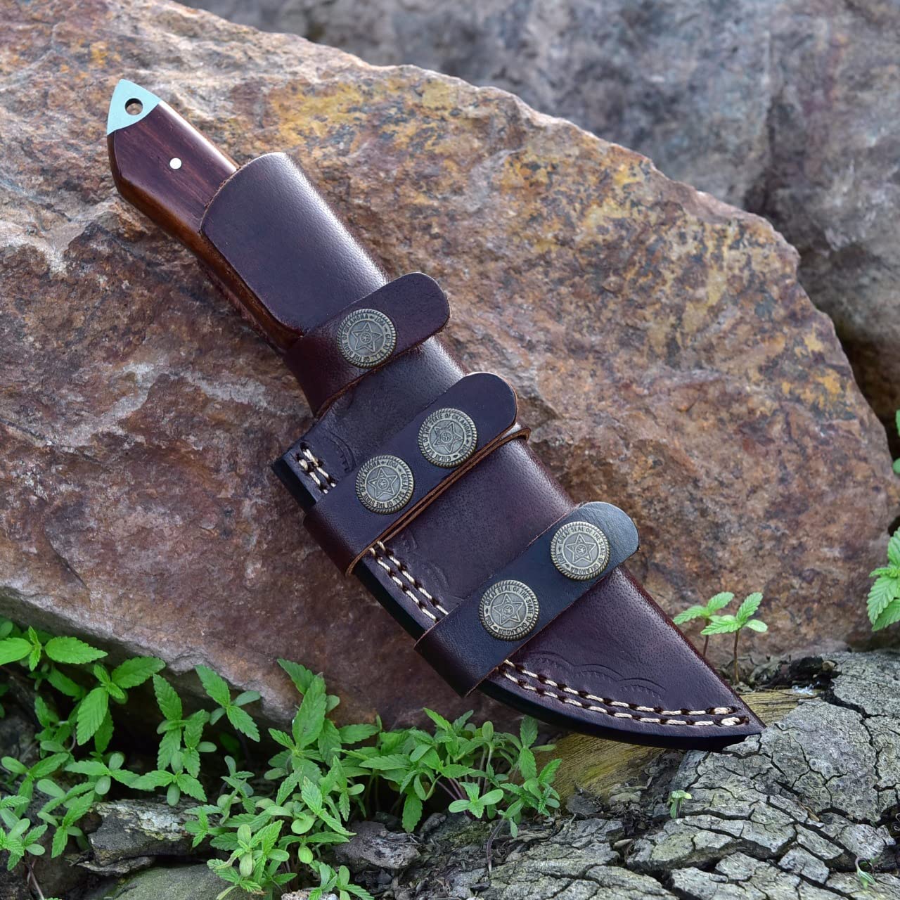 Premium Damascus Skinning Knife with Elegant Rosewood Handle - Korvel