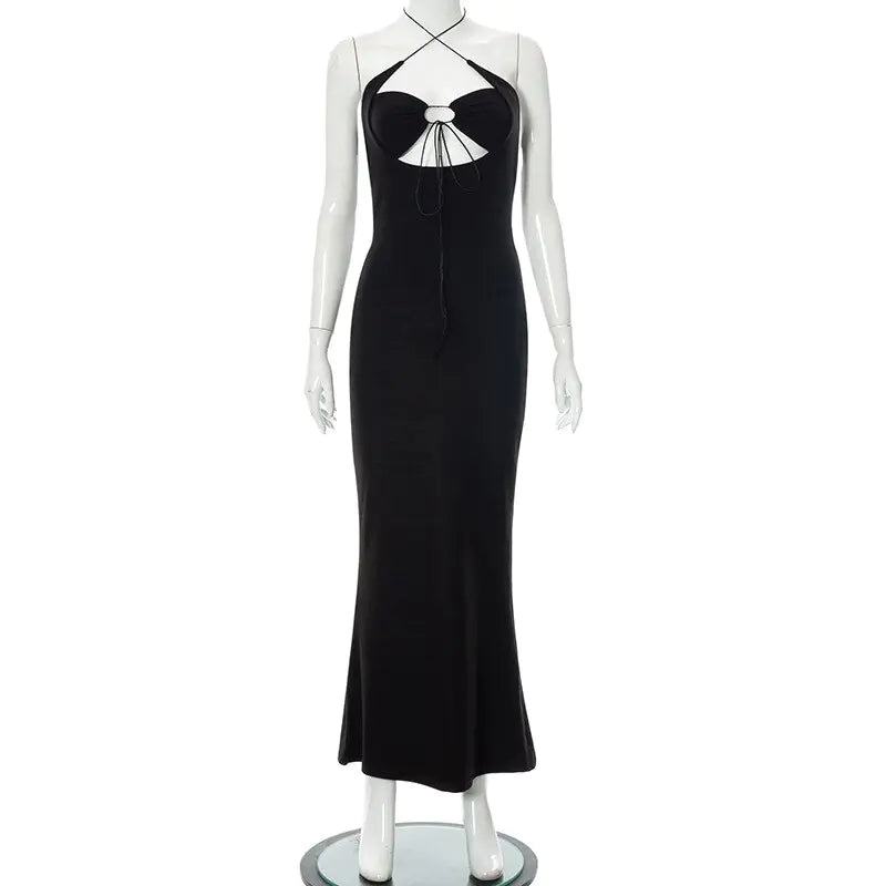 Vestido Largo Halter Elegante Sin Espalda