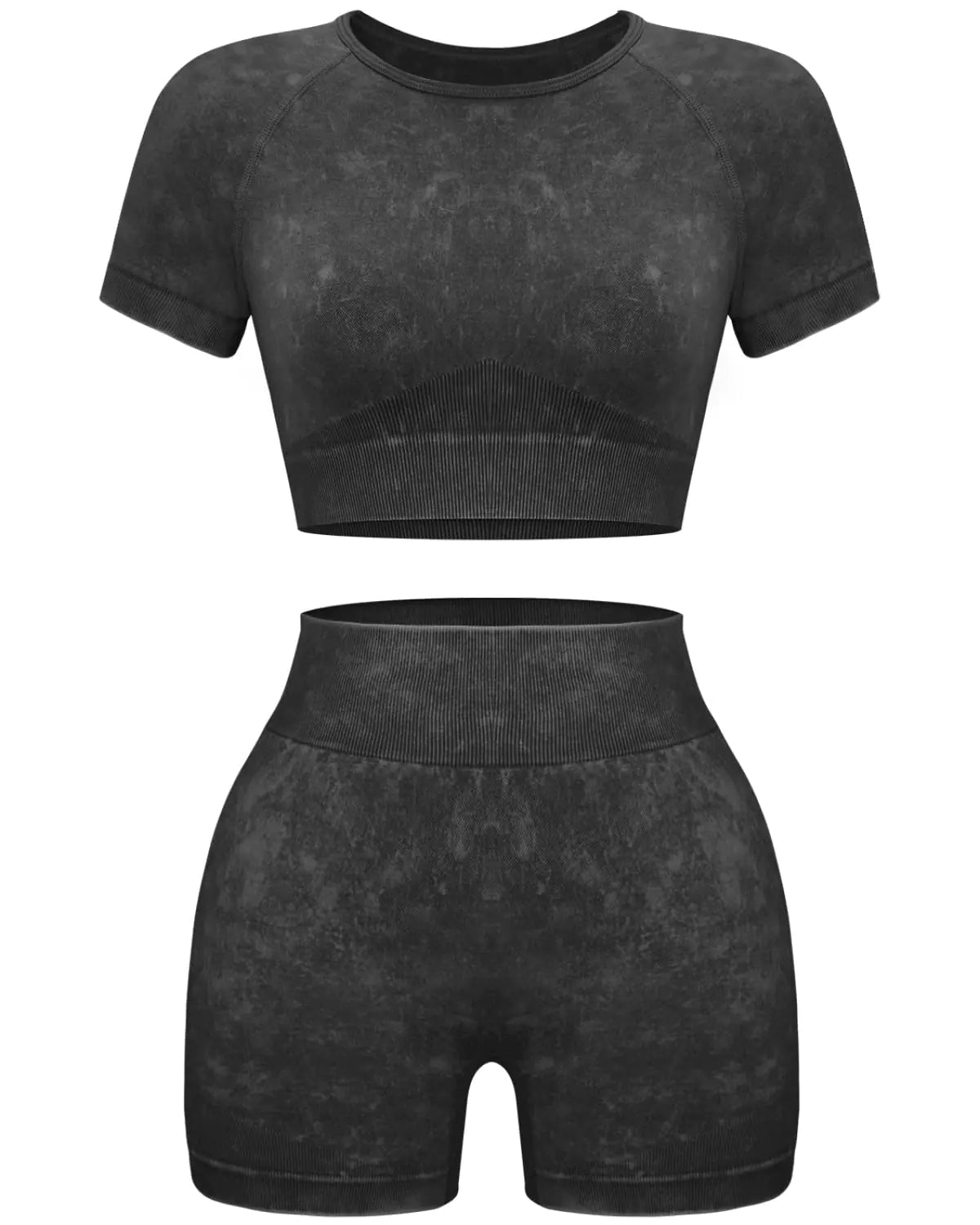 OLCHEE Women's Seamless Acid Wash Yoga Set - Coffee, Small