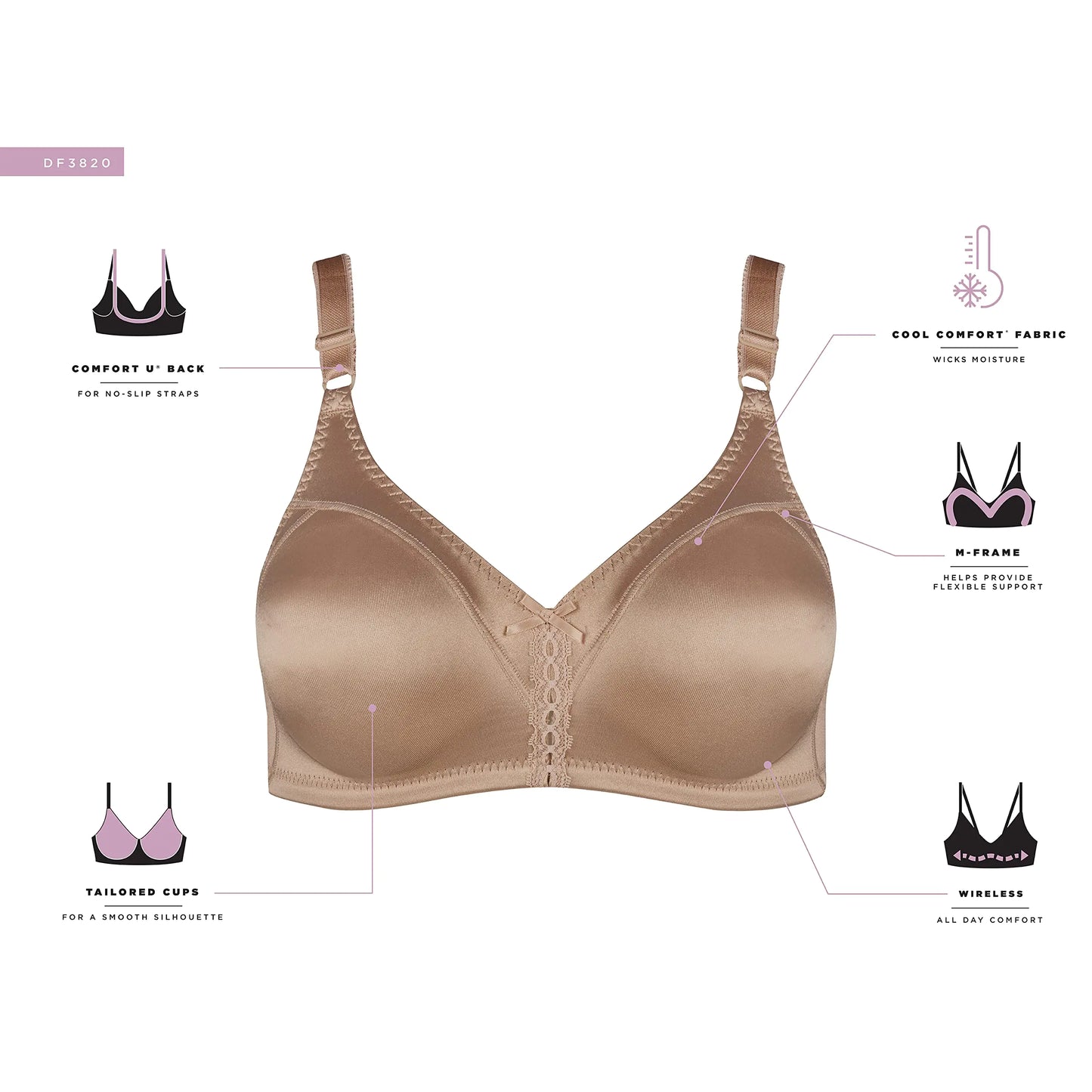 Sostén Inalámbrico de Doble Soporte para Mujeres Bali - Cobertura Completa Comfortsoft
