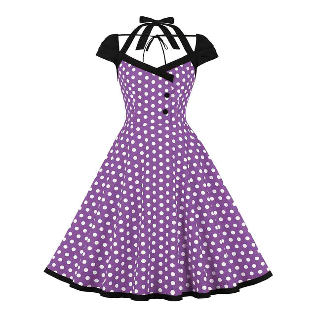 Robe de fête rétro en maille brodée élégante des années 1950