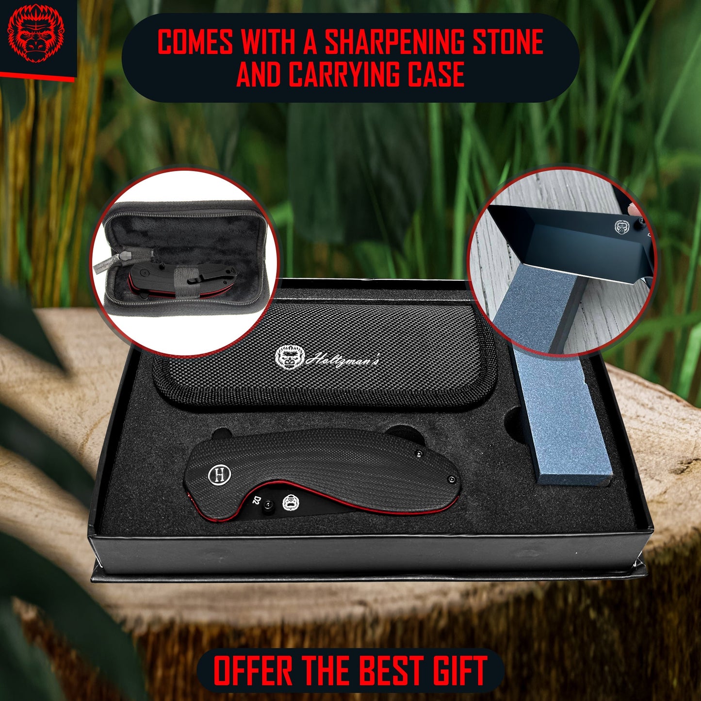 The Ultimate Pioneer Folding Pocket Knife Gift Set for Adventurers (Black & Orange) - Korvel