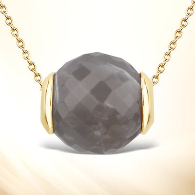 Pendentif en Pierre de Lune Grise de 16,79 Carats en Argent Sterling