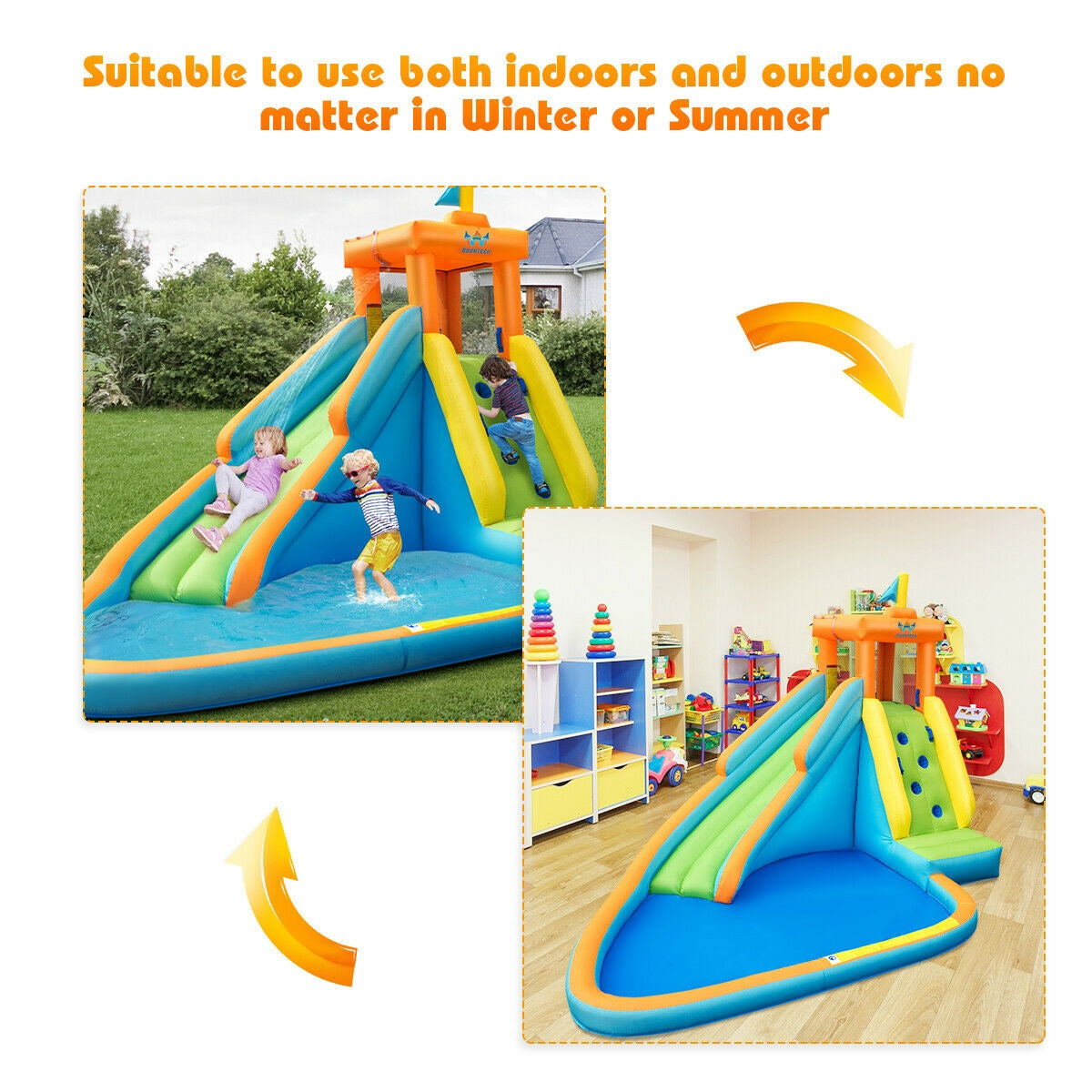 Inflatable Water Slide Bounce House with 740W Blower