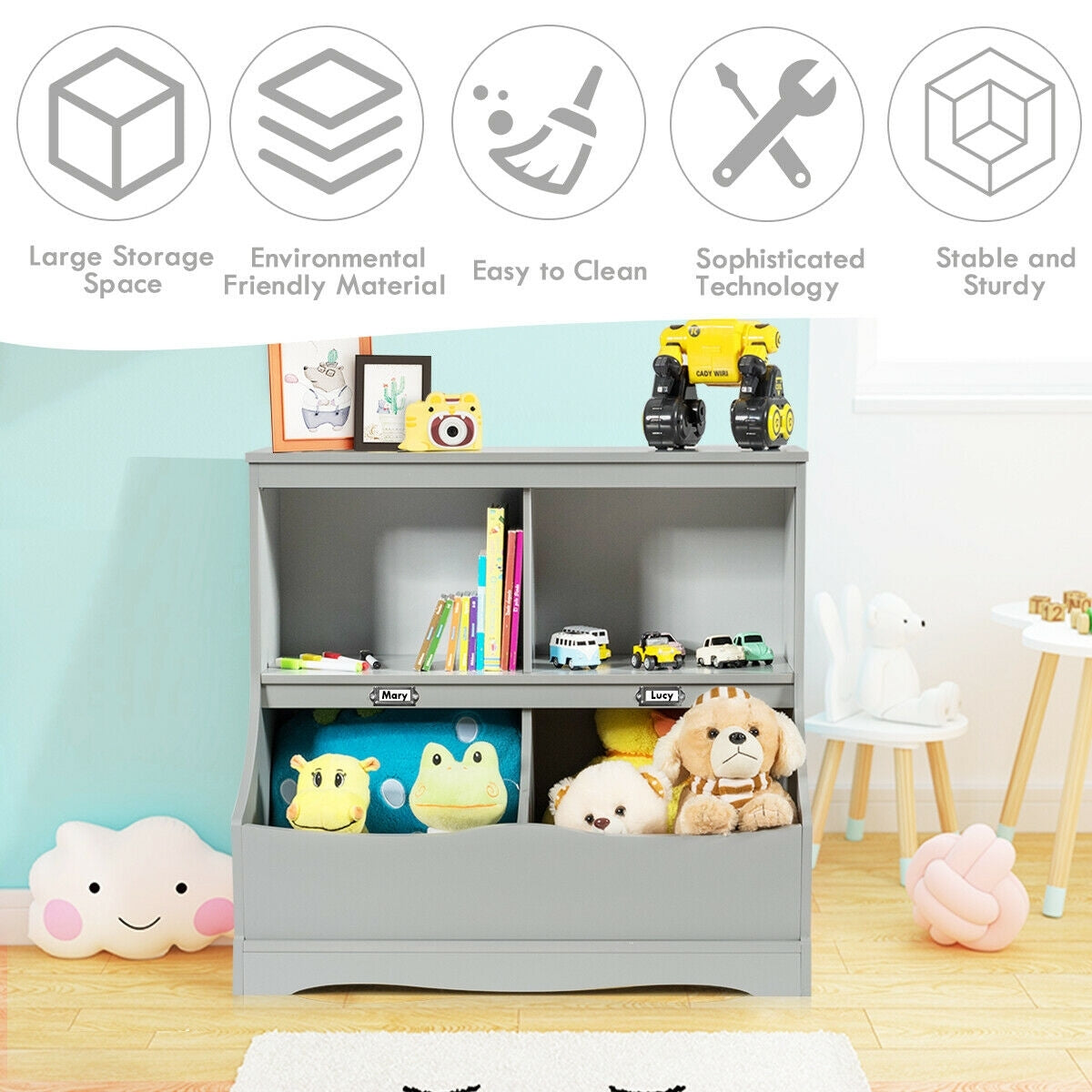 Kids Multi-Functional Floor Cabinet - Gray