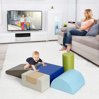 6 Piece Climb Crawl Play Set for Babies and Toddlers - Gray