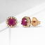 Genuine .77ct Ruby and Diamond Stud Earrings in 10KT Rose Gold