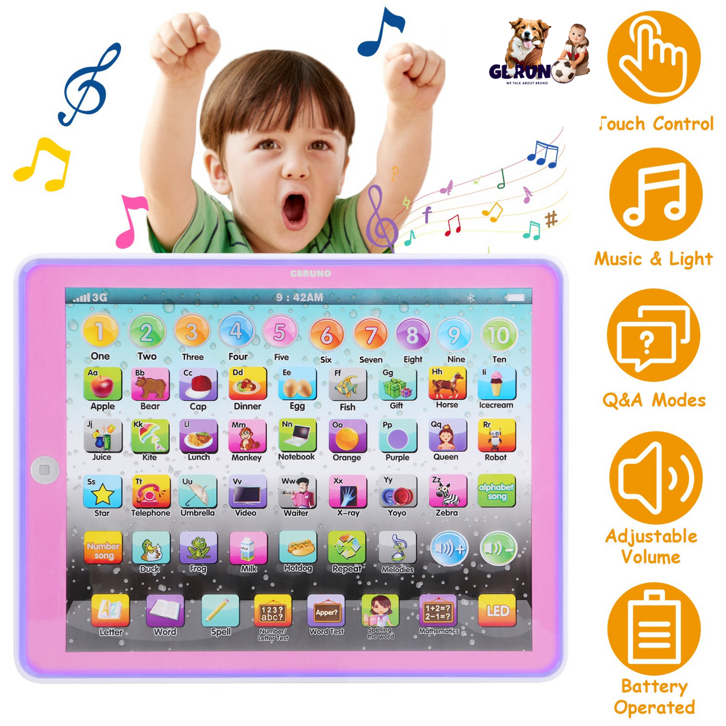 Jouet Tablette Éducative Gbruno pour Enfants de 2 à 7 Ans