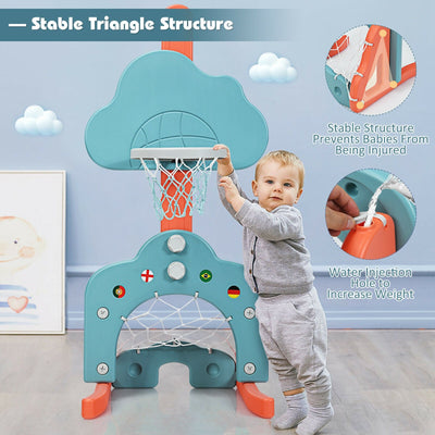 3-in-1 Kids Basketball Hoop Set with Balls - Green