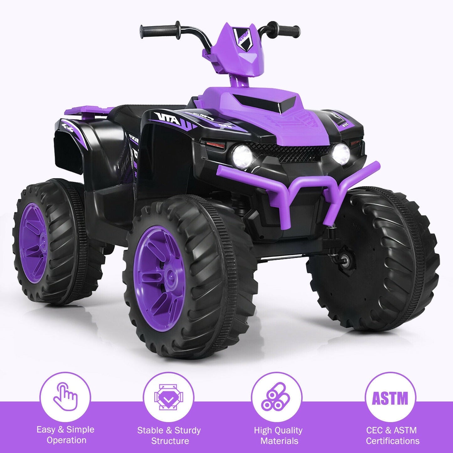 Coche Eléctrico ATV Cuatrimoto para Niños 12V - Púrpura
