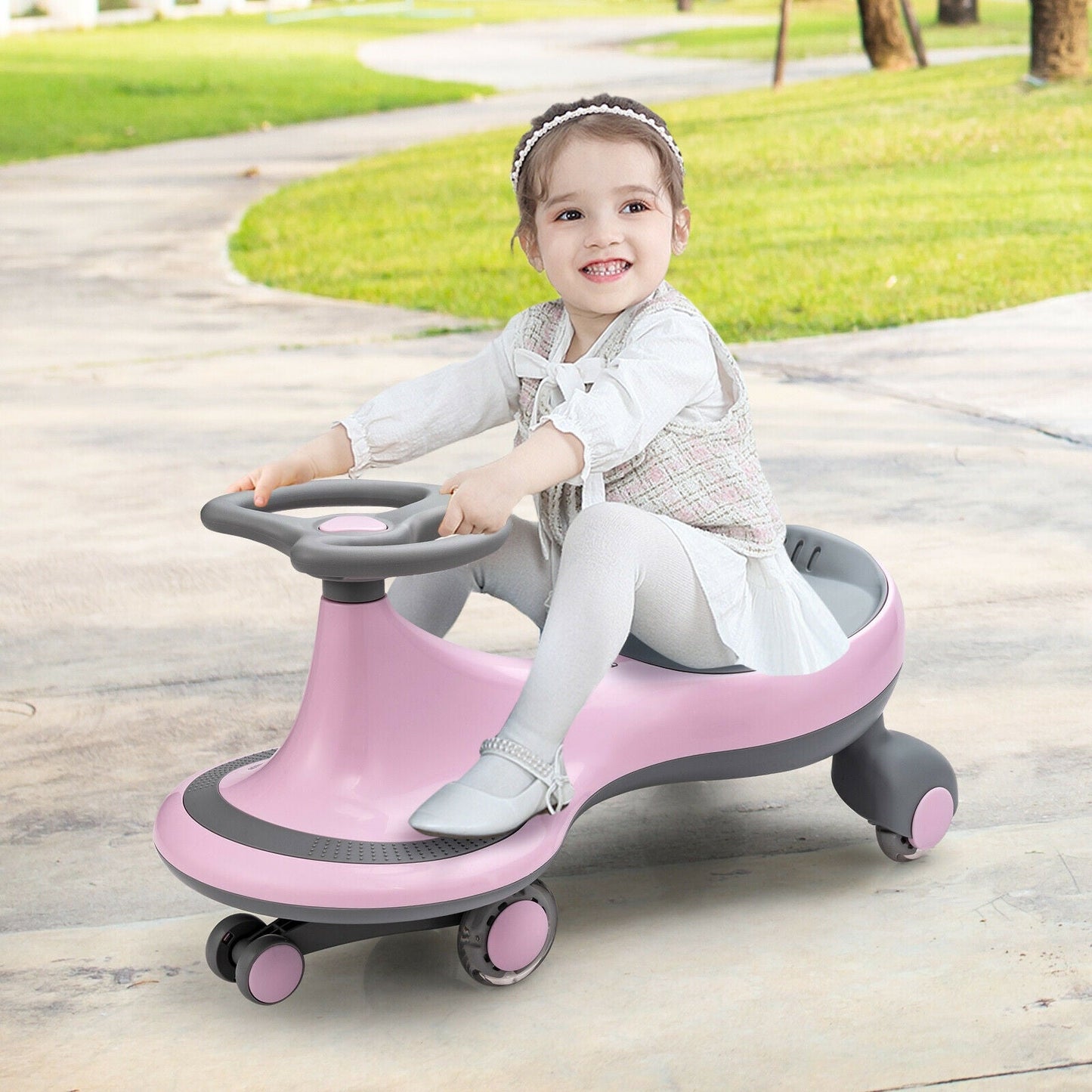 Jouet à bascule Wiggle Car avec roues clignotantes - Rose