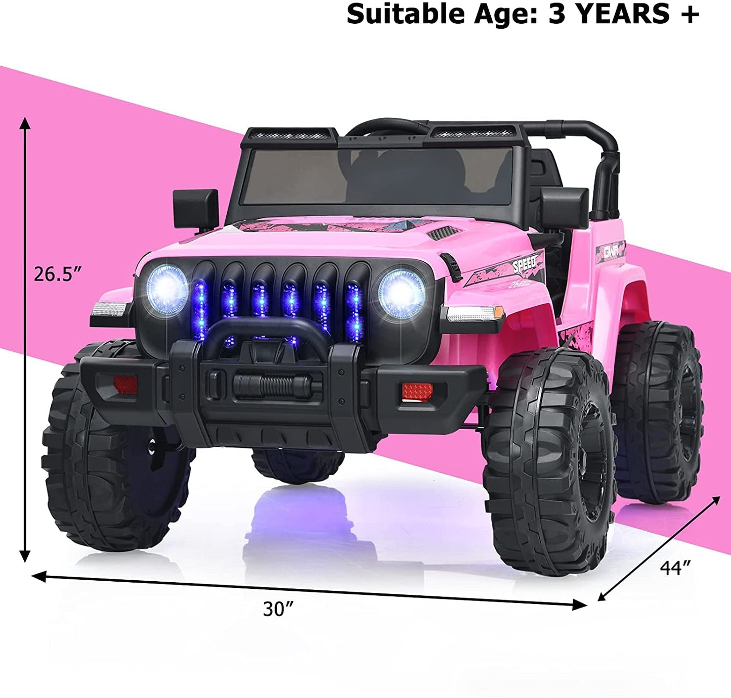 12V Kids Ride-on Jeep Car with Remote Control - Pink