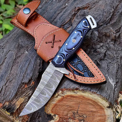 Premium Custom Damascus Steel Hunting and Skinning Knife - Korvel