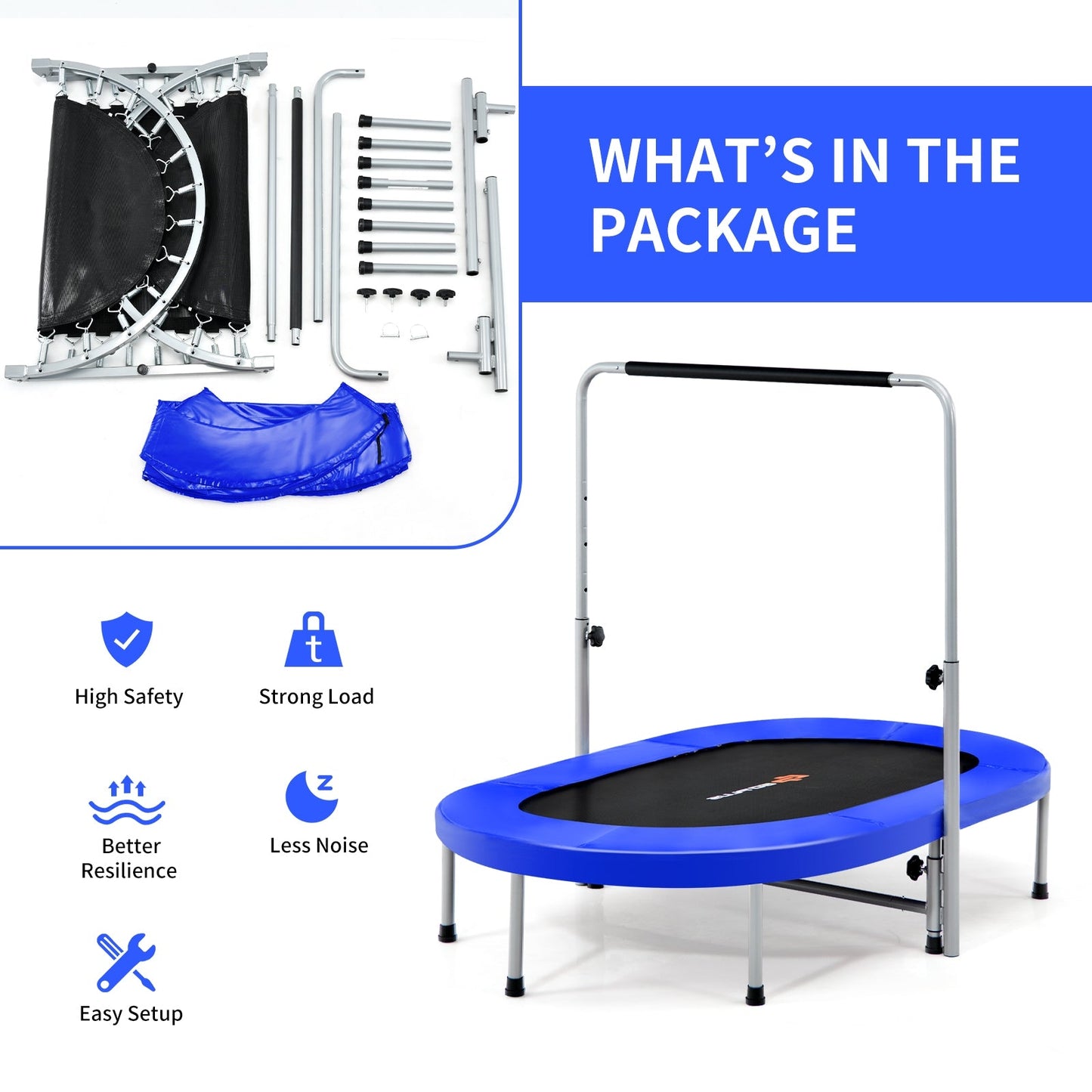 Trampolín Rebotador Mini Plegable para Niños de 2 Personas - Azul