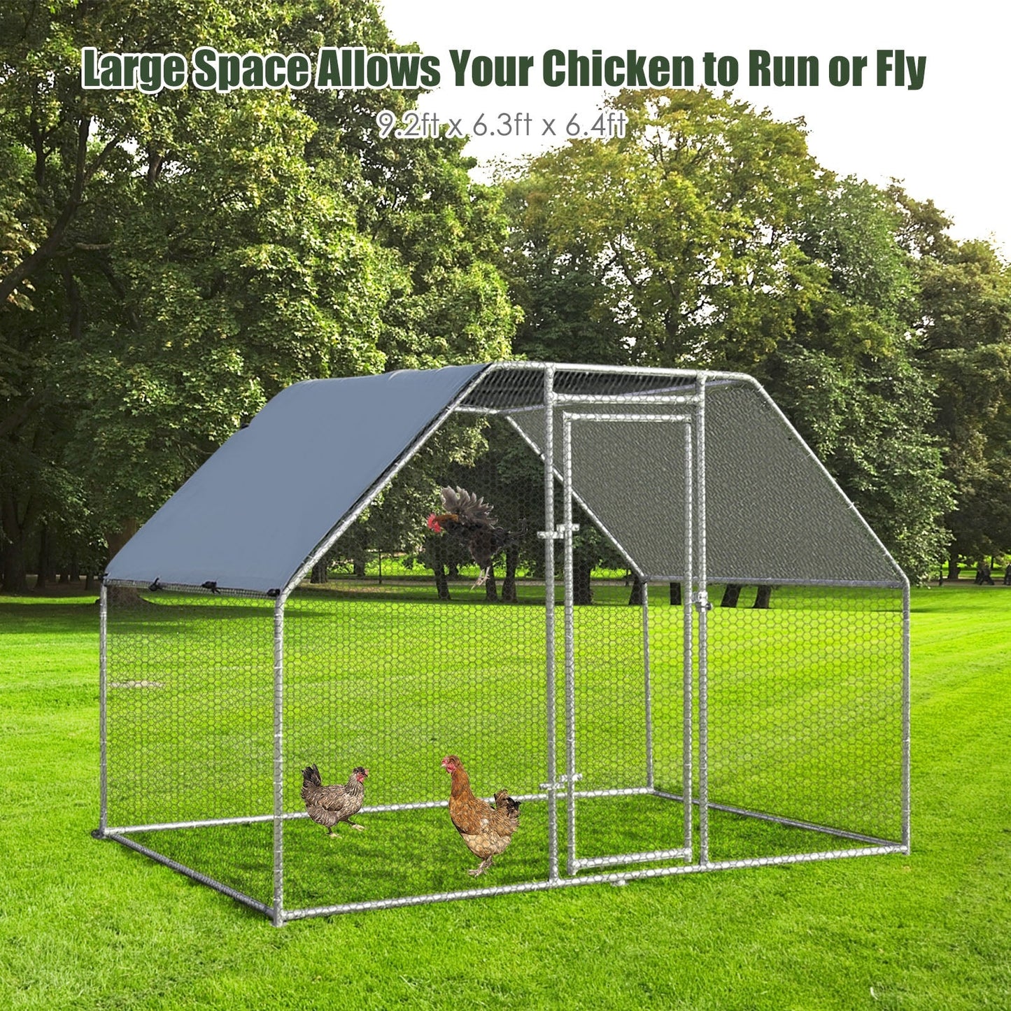 Large Walk In Chicken Run Cage - 9.5 x 6.5 Feet