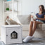 Weatherproof Multi-function Cat House Sidetable - White