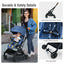 Poussette pour bébé convertible 2-en-1 en aluminium avec auvent réglable - Bleu