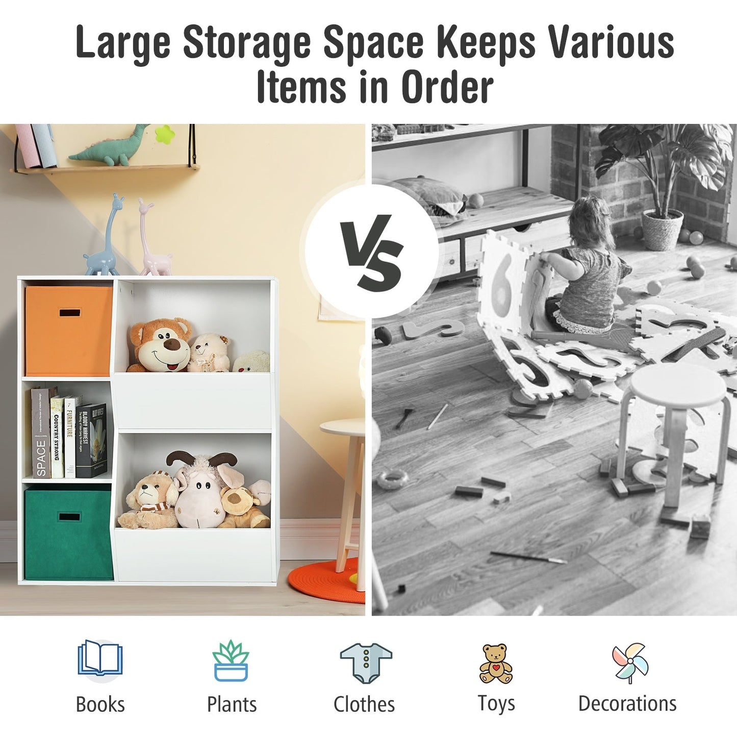 Multicolor Kids Toy Storage Cabinet Organizer