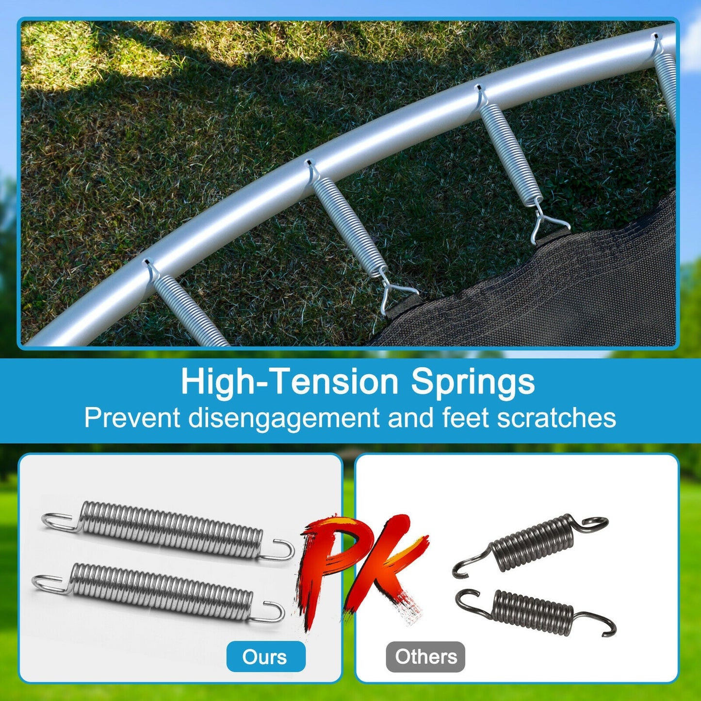 Premium Outdoor Trampoline with Safety Net and Ladder - 8 to 16 Feet