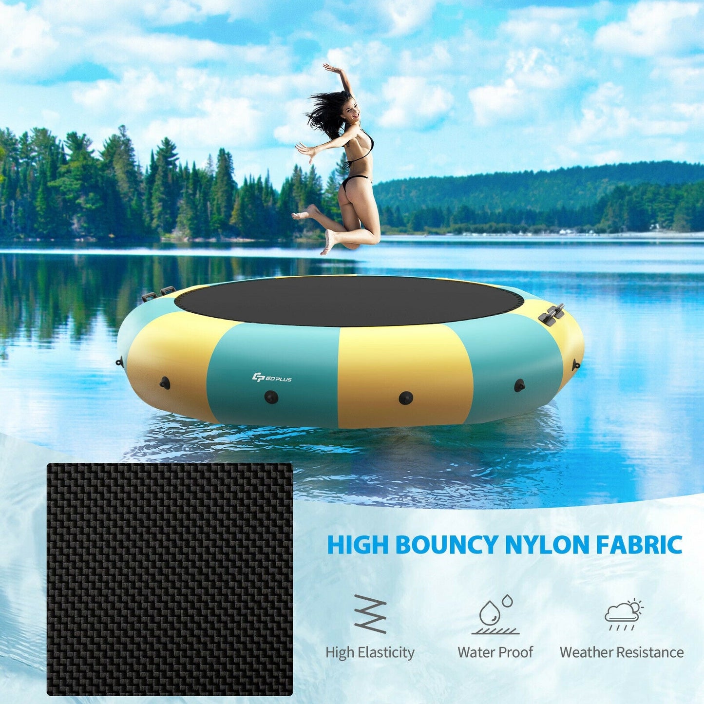 Bouncer aquatique gonflable rembourré de 15 pieds - Jaune