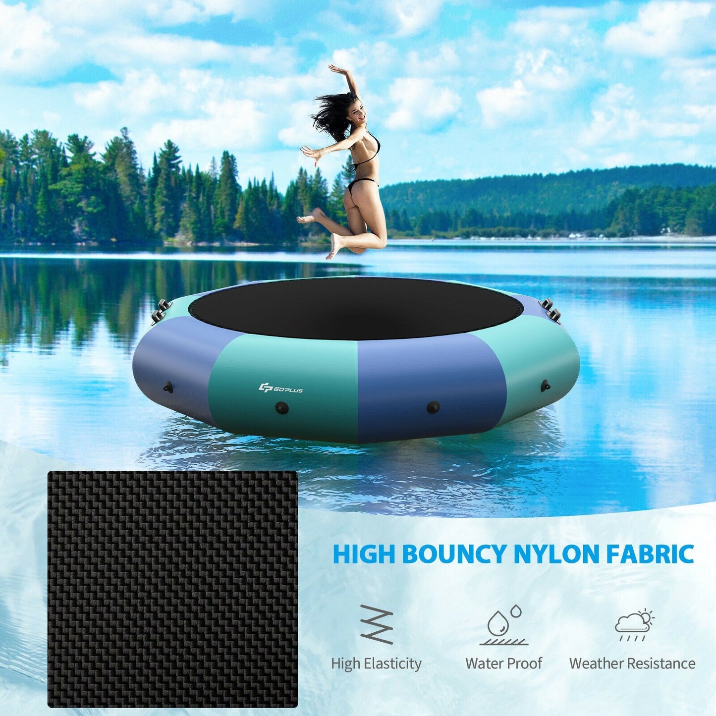 Bouncer aquatique gonflable rembourré de 10 pieds - Bleu
