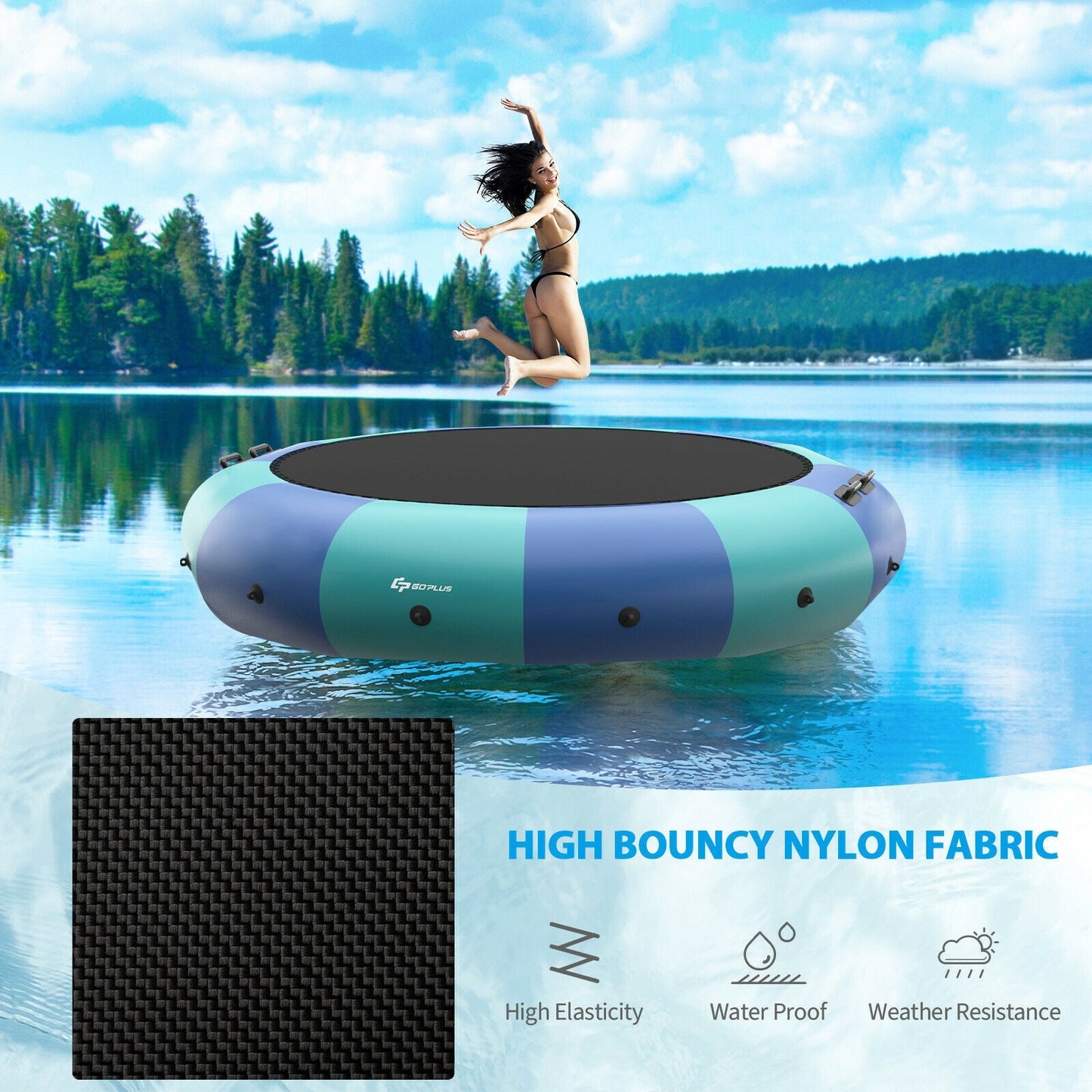 15 Feet Inflatable Splash Padded Water Bouncer - Blue