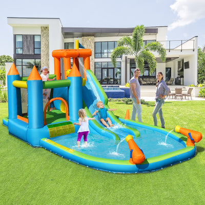 Tobogán Inflable con Casa de Rebote y Piscina de Salpicaduras