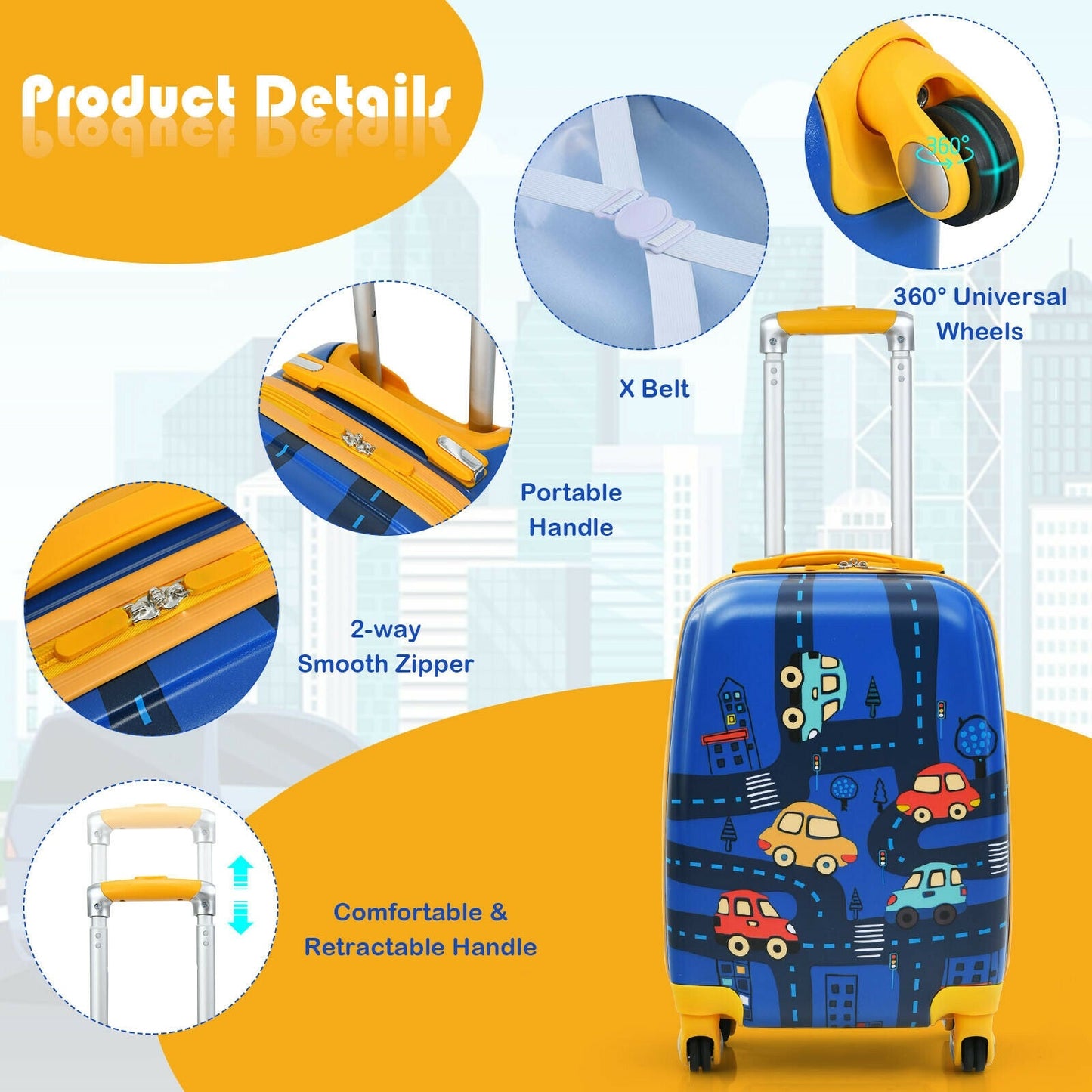 2-Piece Kids Luggage Set: Suitcase & Backpack for Travel