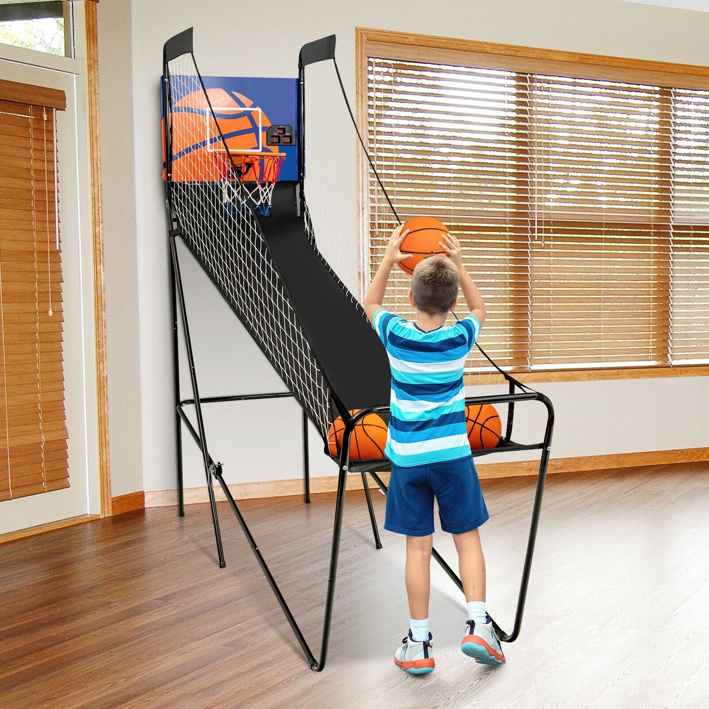 Juego de Arcade de Baloncesto Plegable de Tiro Único con Marcador Electrónico