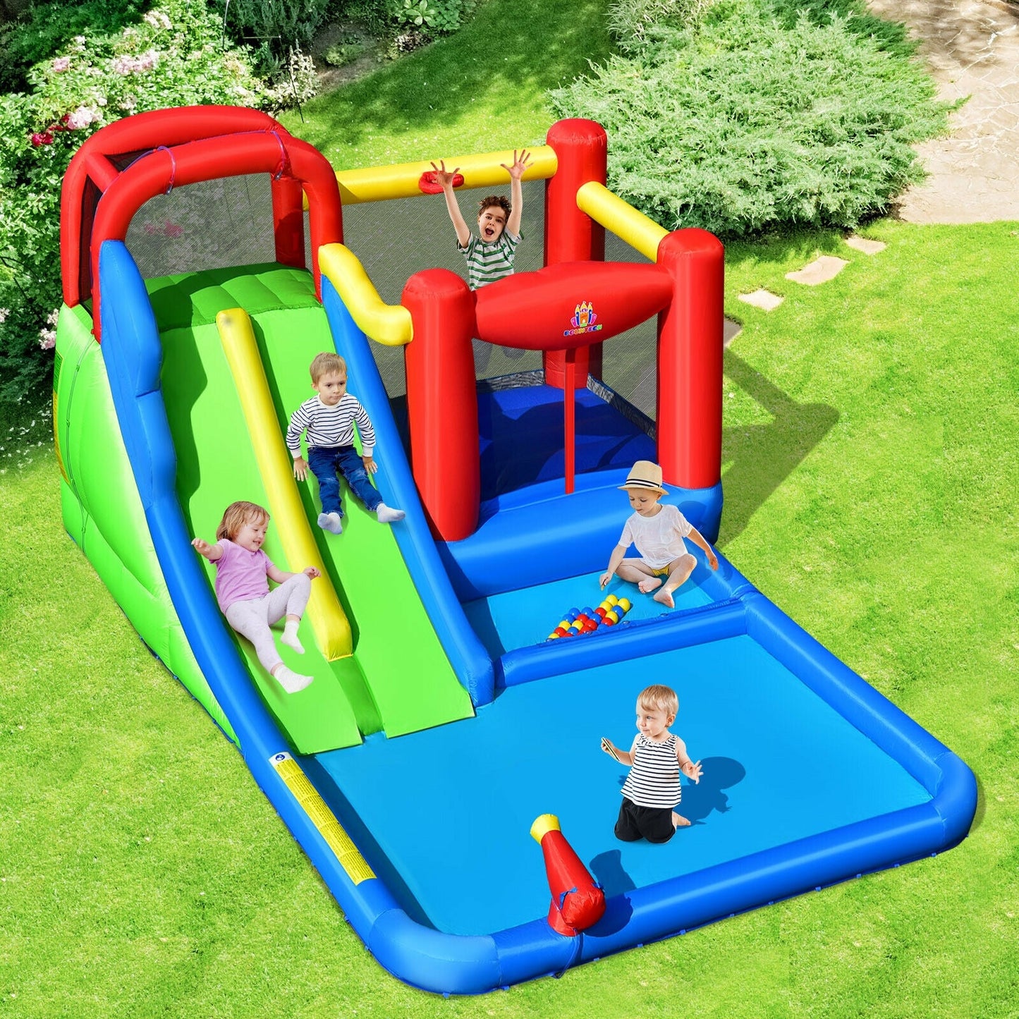 Toboggan Aquatique Gonflable avec Boules Océaniques pour Enfants
