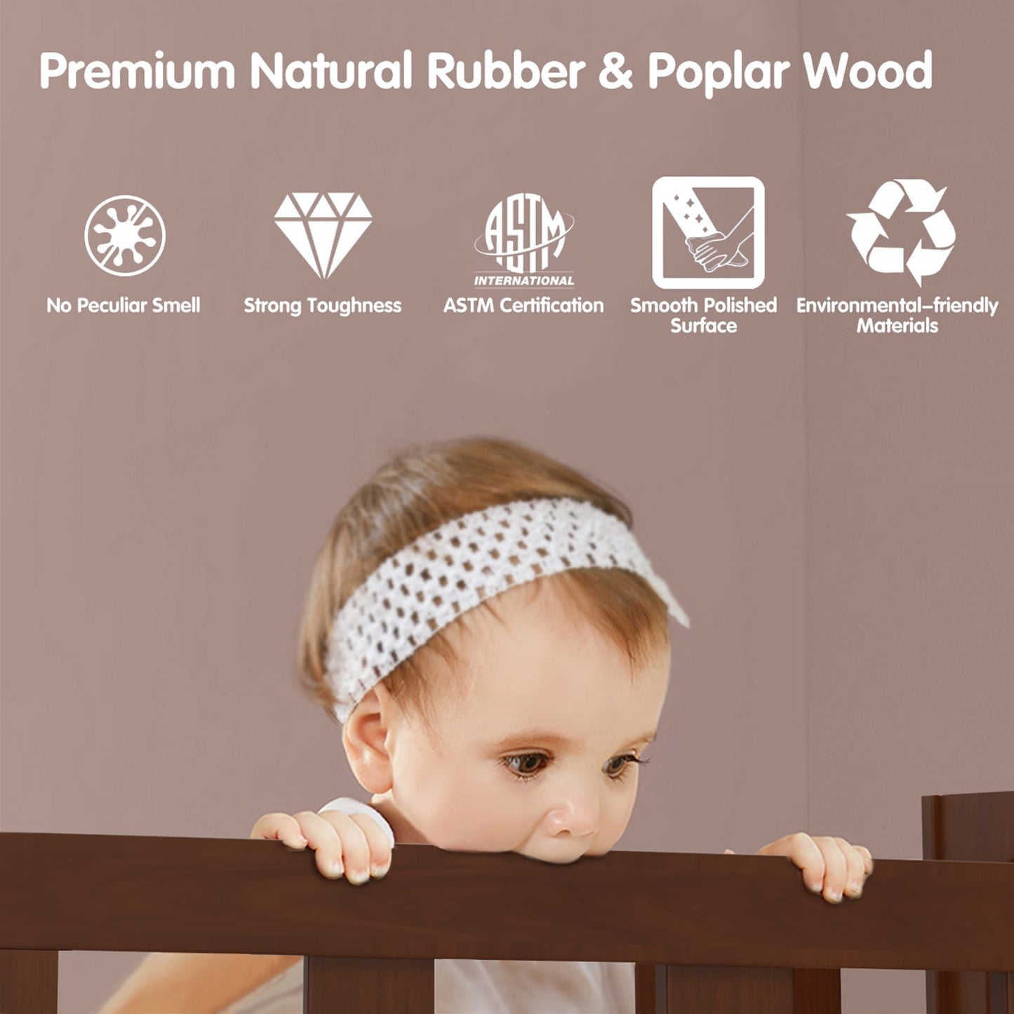 2-in-1 Convertible Kids Wooden Toddler Bed with Guardrails - Brown