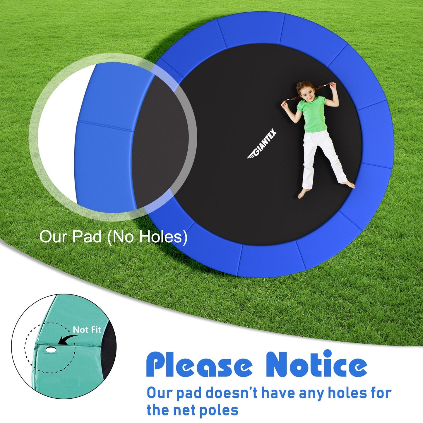 Funda de Resorte de Seguridad Impermeable para Trampolín de 16 Pies - Azul