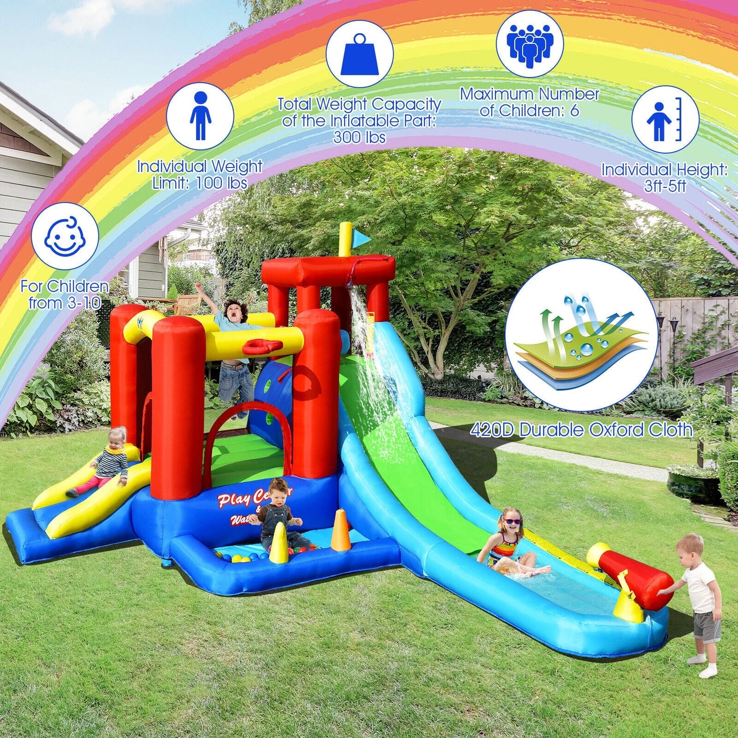 Maison de saut et toboggan gonflable pour enfants 9-en-1