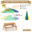 3-in-1 Kids Outdoor Picnic Water Sand Table with Umbrella - Yellow