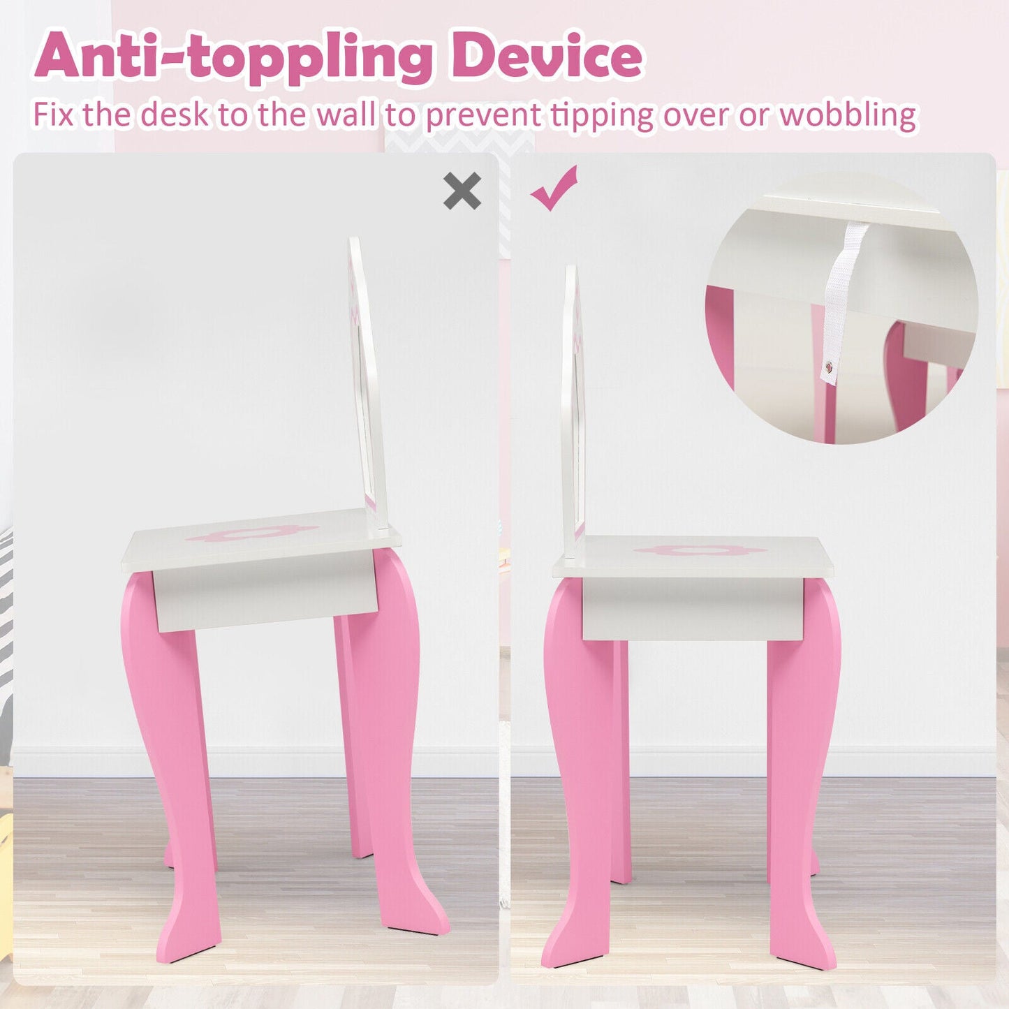 Conjunto de tocador 2 en 1 para niños pequeños con parte superior desmontable - Blanco