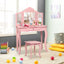Conjunto de Mesa de Vanity con Espejo de Maquillaje Rosa para Niños