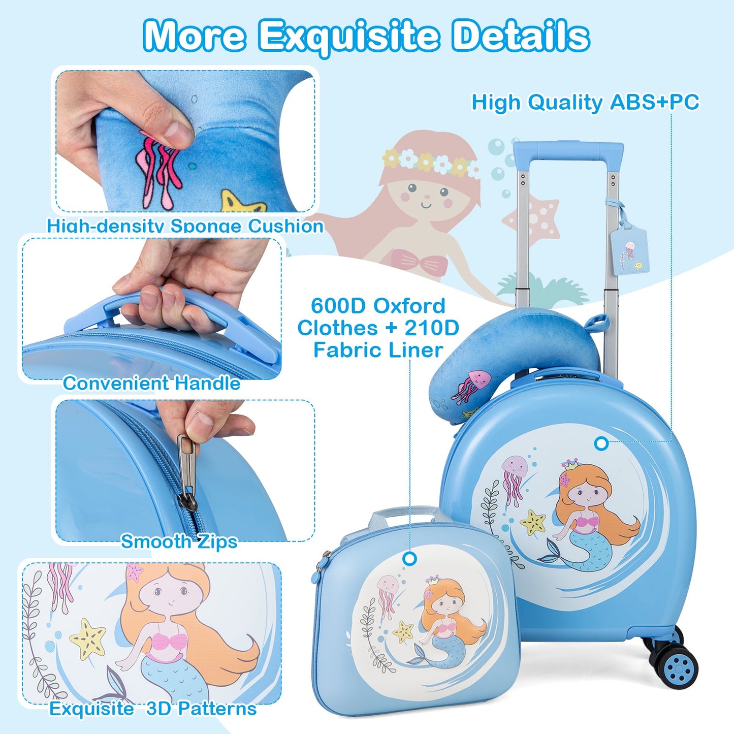 Ensemble de bagages Gbruno pour enfants - Valise cabine de 14" et sac à dos de 10" - Bleu