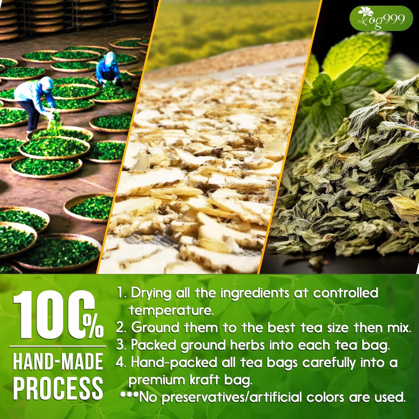 Té Herbal Premium de Moringa, Jengibre y Menta