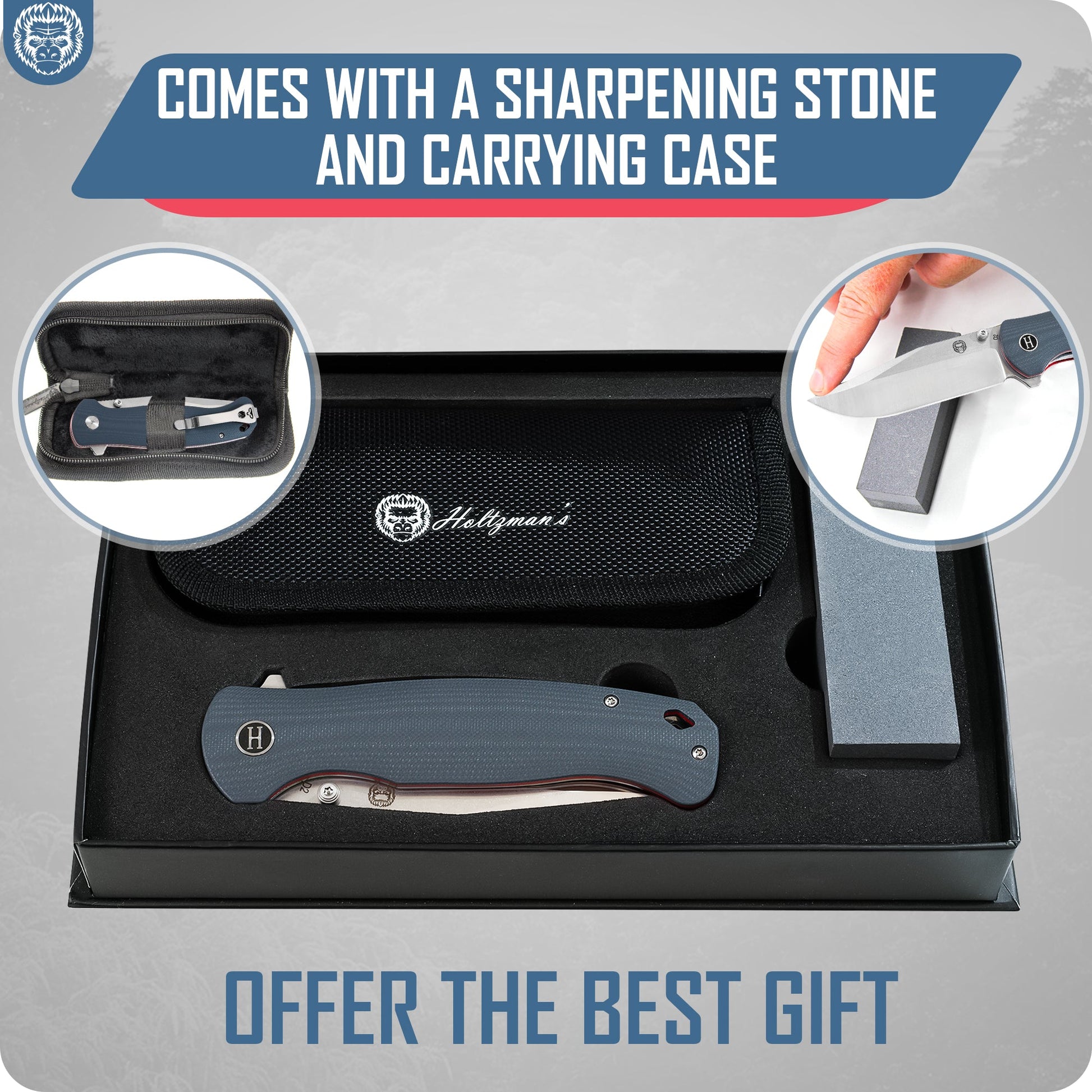 Premium Wrangler Folding Pocket Knife Gift Set for Adventurers (Silver & Red) - Korvel