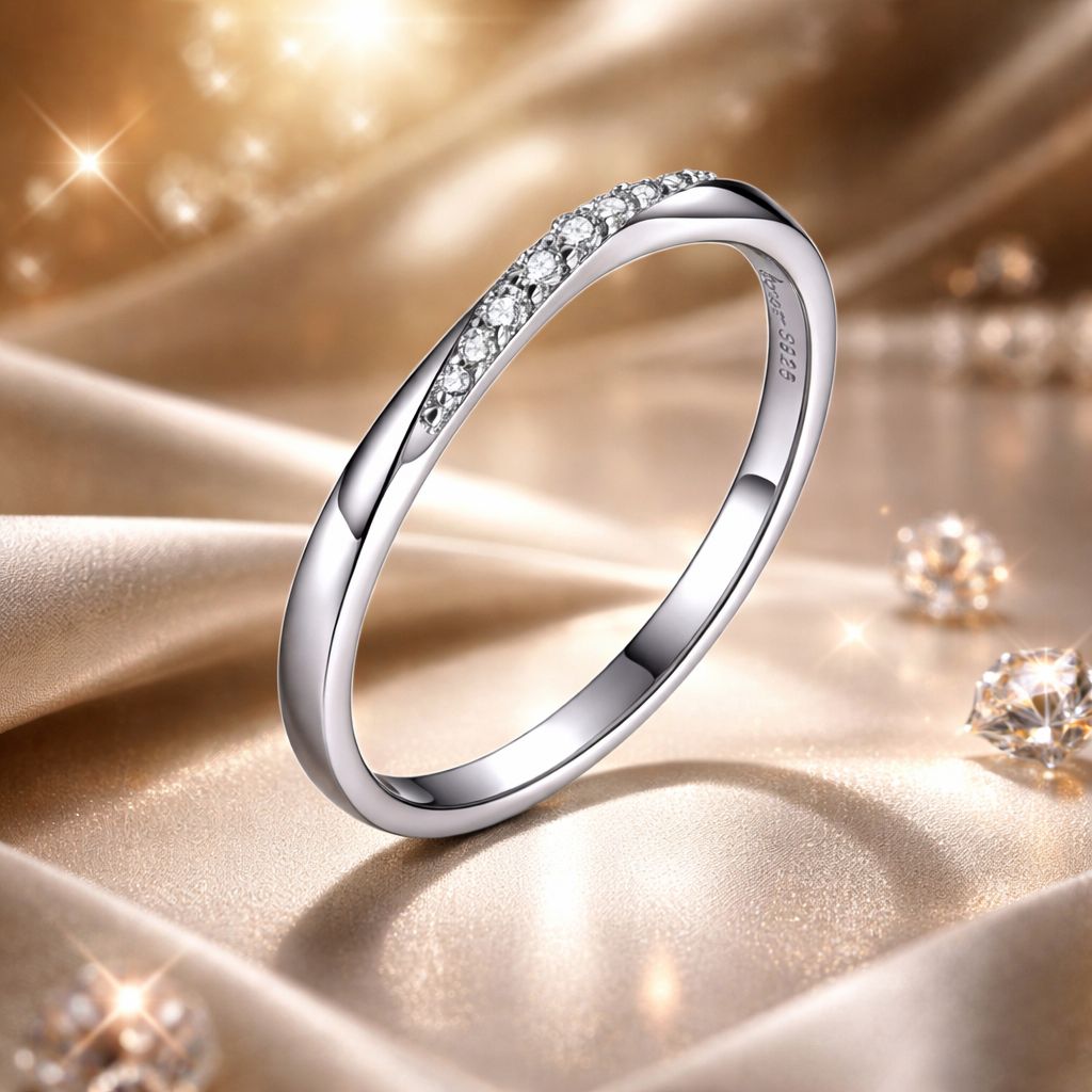 Anillo de CZ con Pavé de Plata Esterlina 925 Elegante para Mujeres - Talla 6