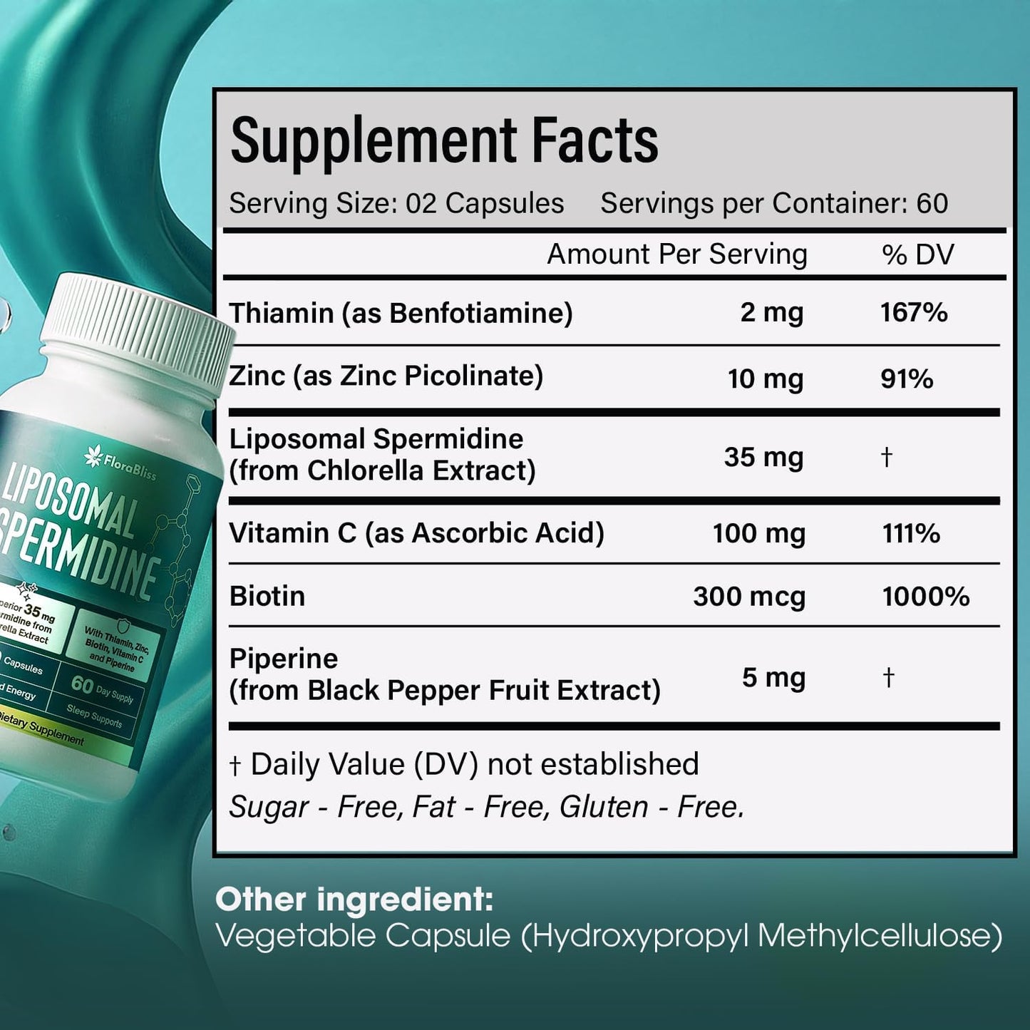 Premium Spermidine Supplement with Chlorella & Essential Nutrients | 120 Capsules