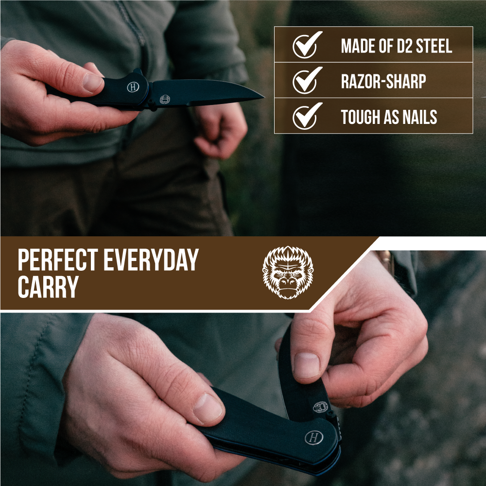 Premium Folding Pocket Knife Gift Set for Adventurers (Black & Blue) - Korvel